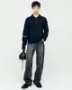 CUT OUT POLO SWEATER atb1158m(BLACK) sold by Andersson Bell