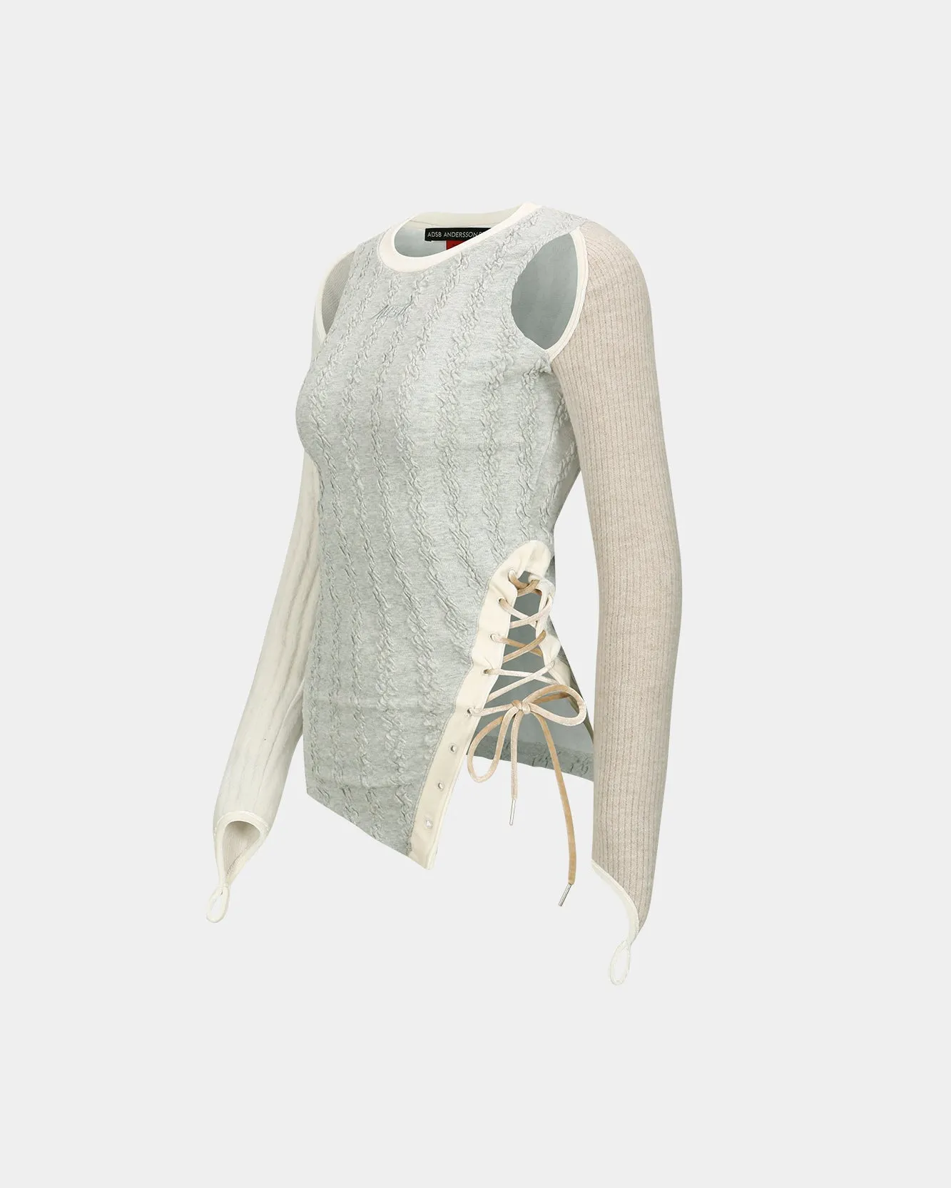 BRAIDS CUT-OUT TOP atb1179w(OATMEAL) sold by Andersson Bell product image thumbnail 3