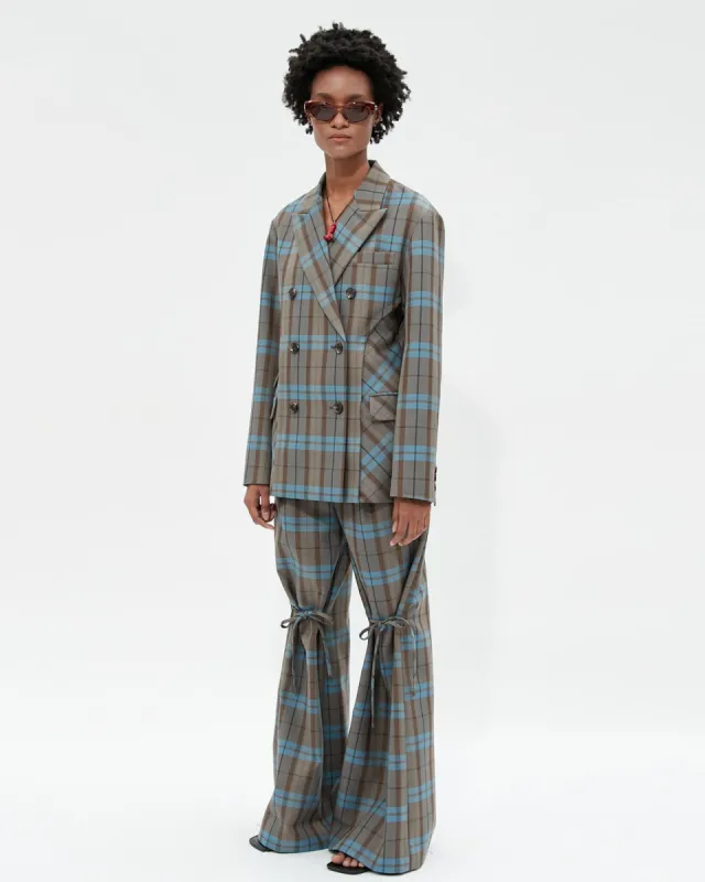 (WOMEN) PICCADILLY CURVE CHECK JACKET awa444w(BLUE/BROWN) sold by Andersson Bell