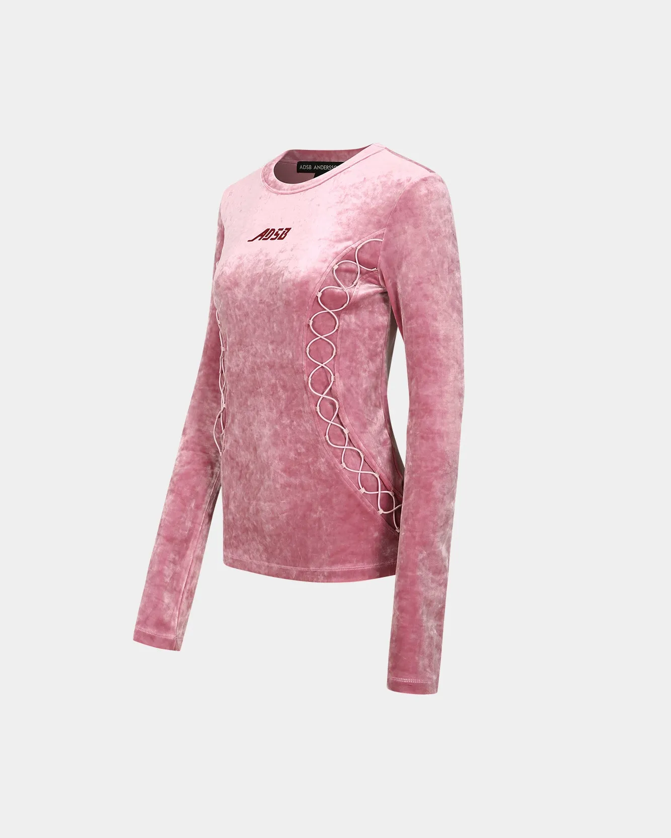 VELVET LACE UP LS T-SHIRTS atb1206w(PINK) sold by Andersson Bell product image thumbnail 3