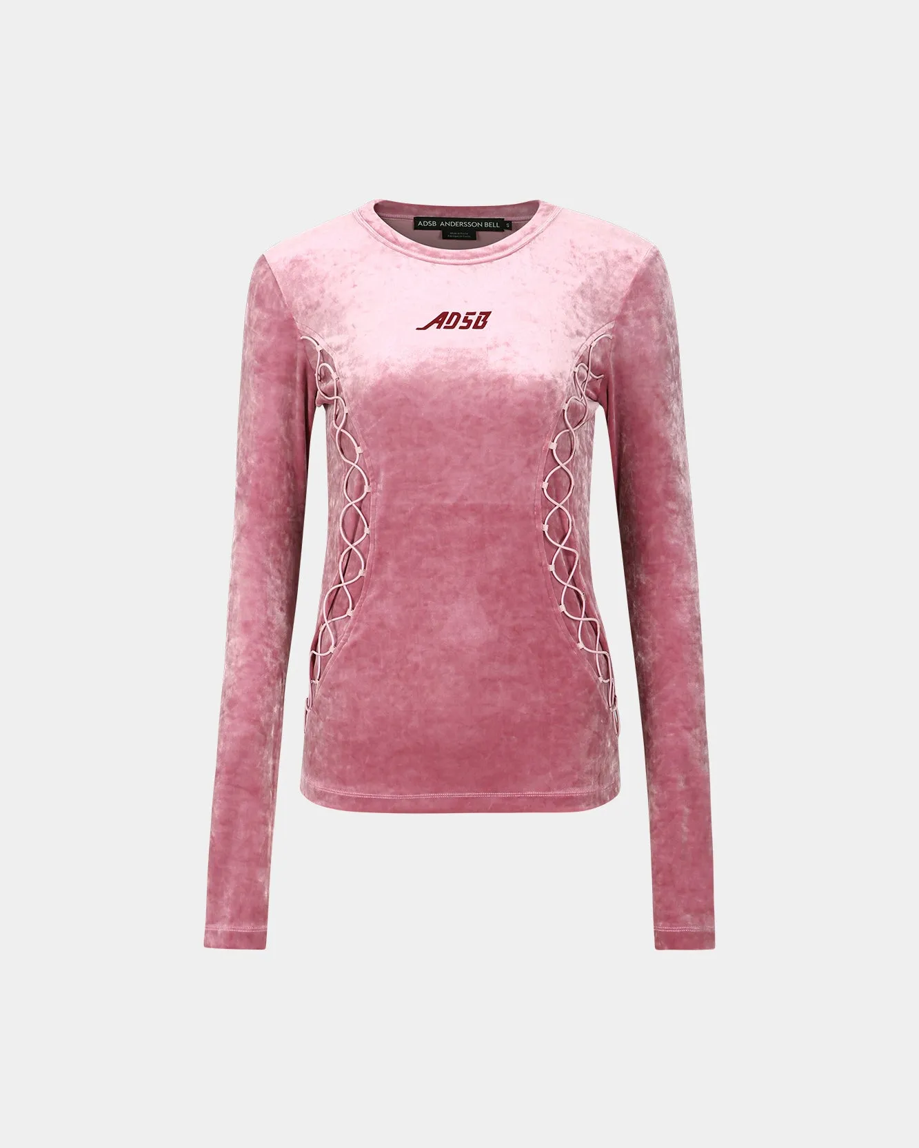 VELVET LACE UP LS T-SHIRTS atb1206w(PINK) sold by Andersson Bell product image thumbnail 2