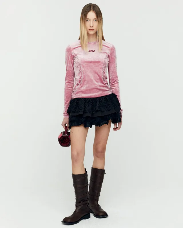 VELVET LACE UP LS T-SHIRTS atb1206w(PINK) made by Andersson Bell