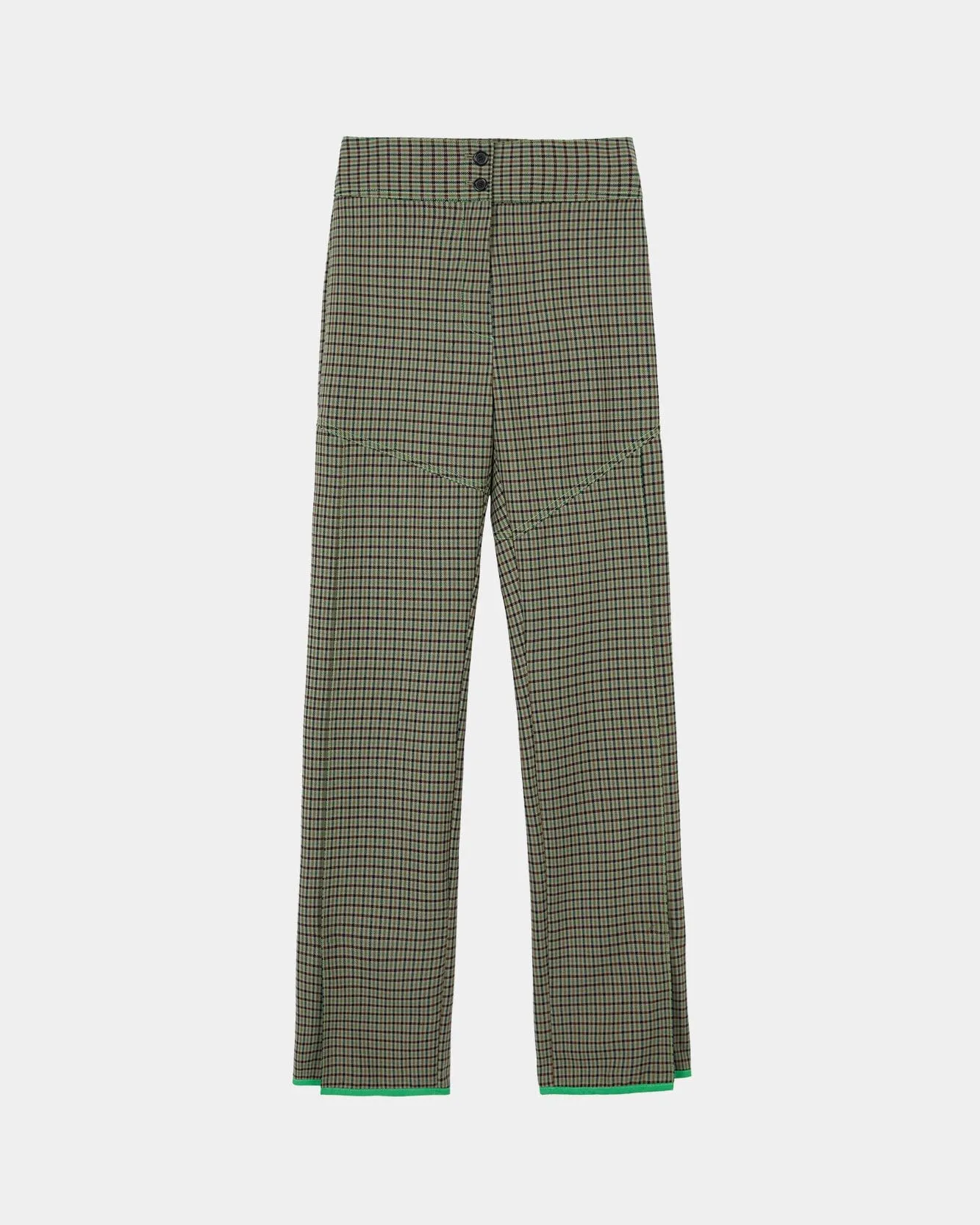 (WOMEN) CELINA SIDE PLEATS PANTS apa512w(GREEN CHECK) sold by Andersson Bell product image thumbnail 2