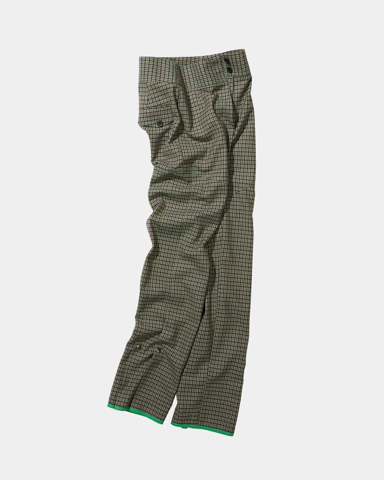 (WOMEN) CELINA SIDE PLEATS PANTS apa512w(GREEN CHECK) sold by Andersson Bell product image thumbnail 3