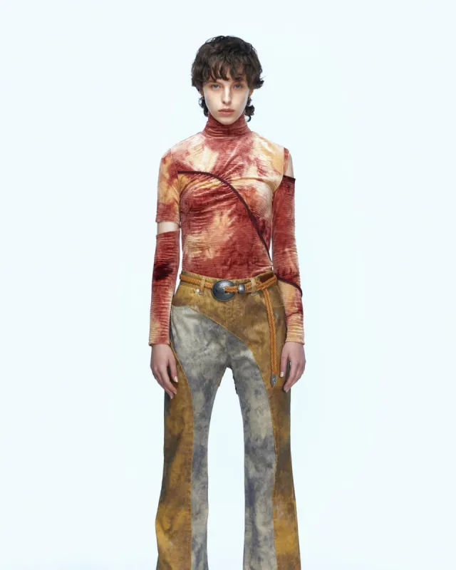 (WOMEN) MARIKO RAW CUT CRACK COATED PANTS apa548w(YELLOW) made by Andersson Bell