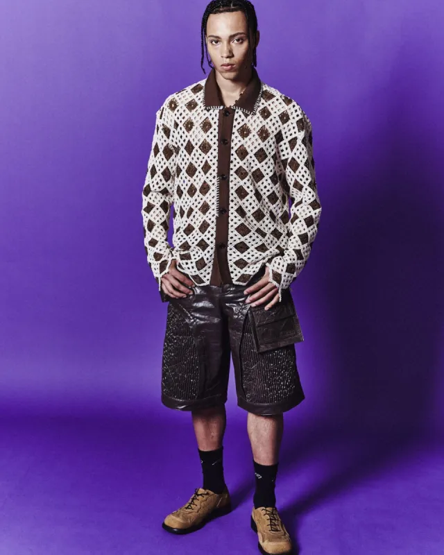 CROCHET COTTON CARDIGAN atb1074m(BROWN) sold by Andersson Bell