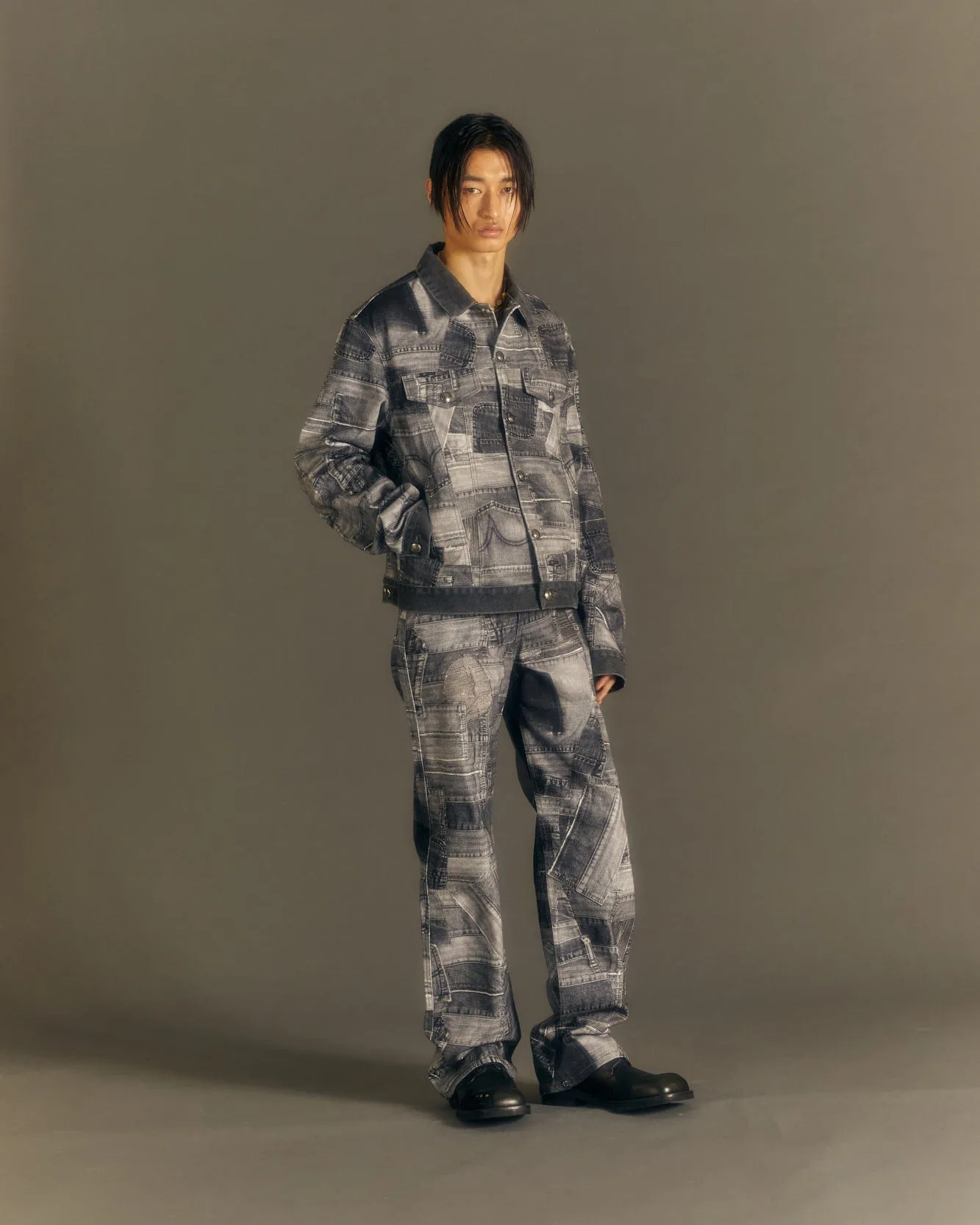 BRNO PATCHWORK PRINTED JACKET awa563m(BLACK) sold by Andersson Bell product image thumbnail 5