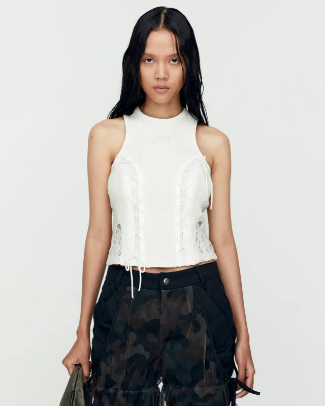 LACE-UP SLEEVELESS TOP atb1178w(IVORY) made by Andersson Bell