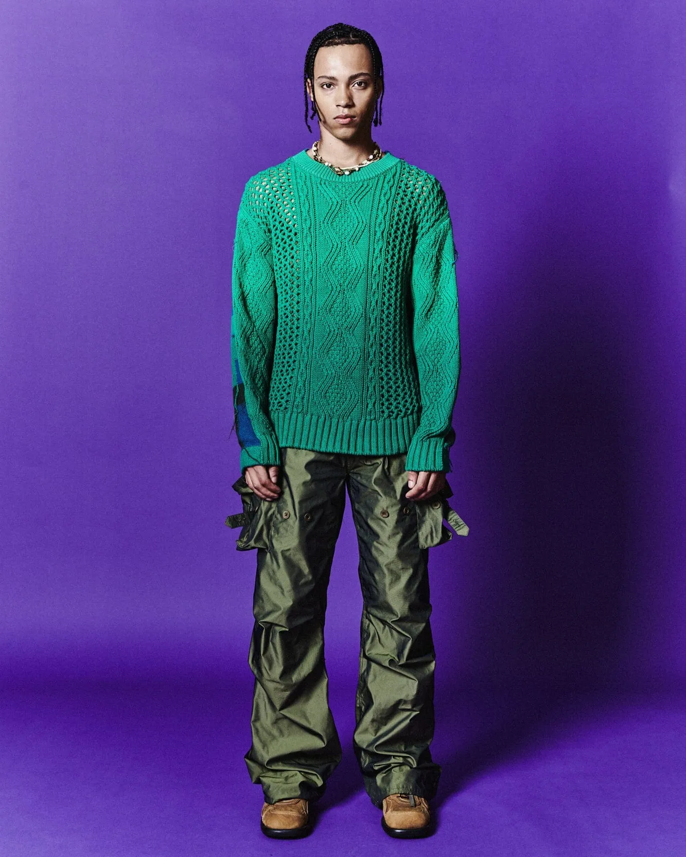 FISHERMAN INTARSIA CREW-NECK SWEATER atb1064m(GREEN) sold by Andersson Bell product image thumbnail 5