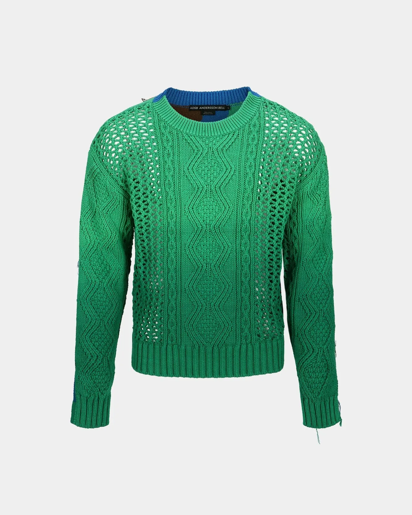 FISHERMAN INTARSIA CREW-NECK SWEATER atb1064m(GREEN) sold by Andersson Bell product image thumbnail 2