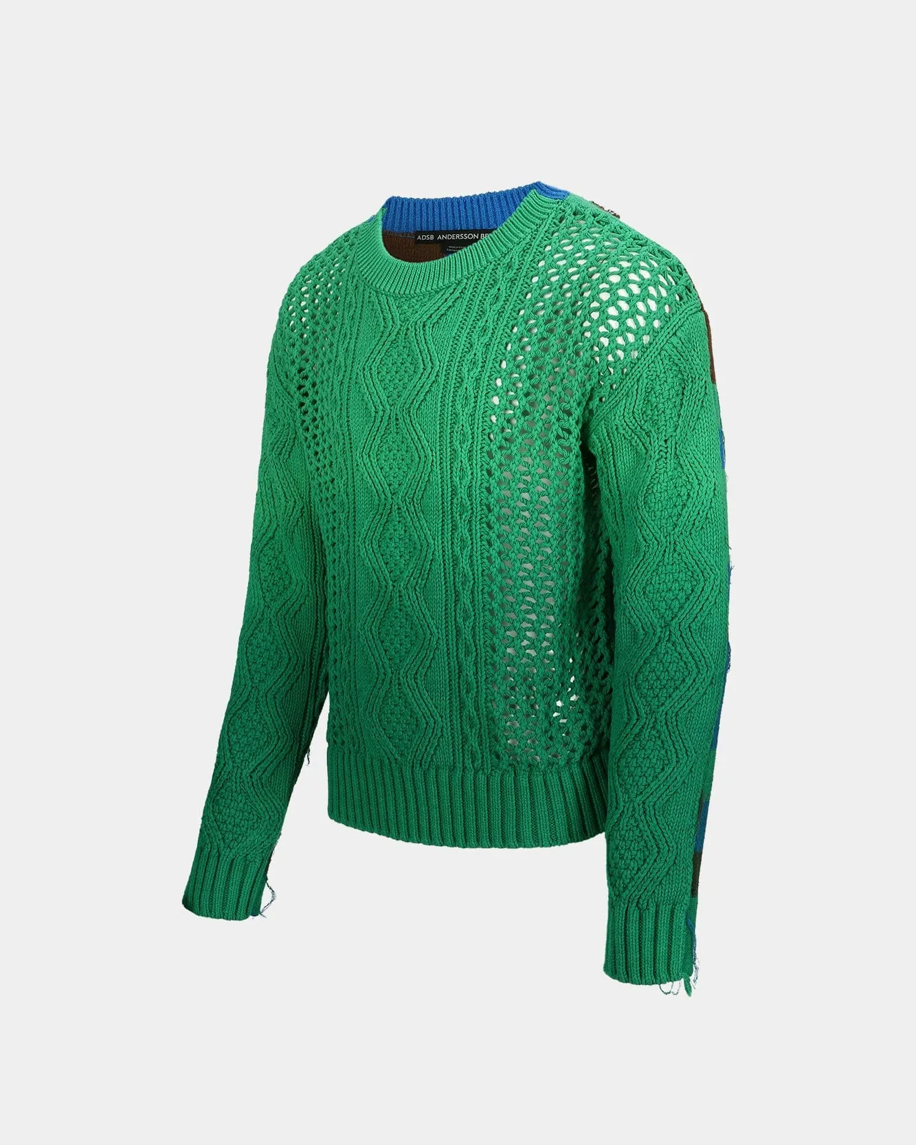 FISHERMAN INTARSIA CREW-NECK SWEATER atb1064m(GREEN) sold by Andersson Bell product image thumbnail 3
