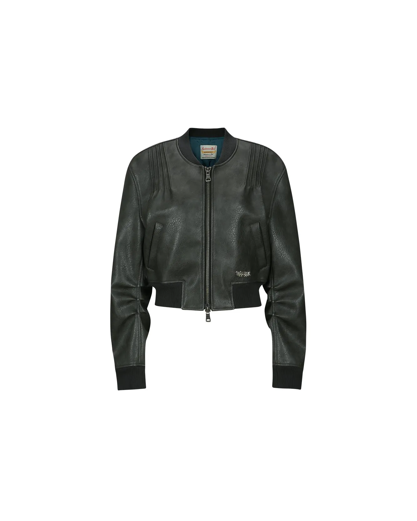 【ANDERSSON BELL】TANYA FAUX LEATHER PINTUCK BOMBER JACKET TANYA FAUX LEATHER PINTUCK BOMBER JACKET awa516w(ANTHRACITE