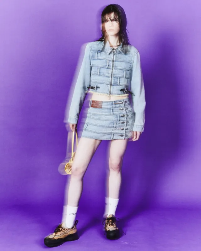 (WOMEN) NEW DUA MULTI WAIST DENIM SKIRT apa713w(LIGHT BLUE) made by Andersson Bell