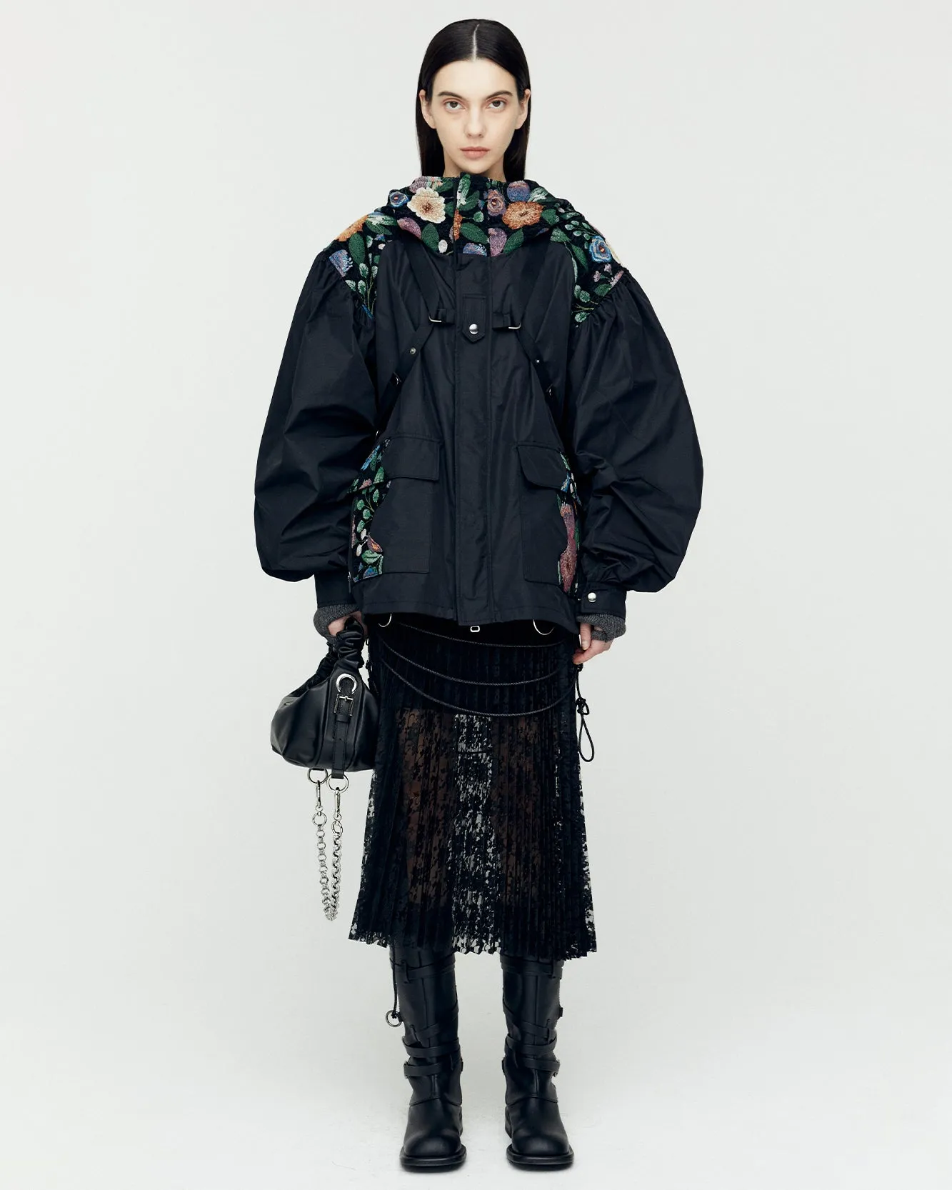 UNISEX PUFF SLEEVE HARNESS JUMPER awa624u(BLACK) sold by Andersson Bell product image thumbnail 5