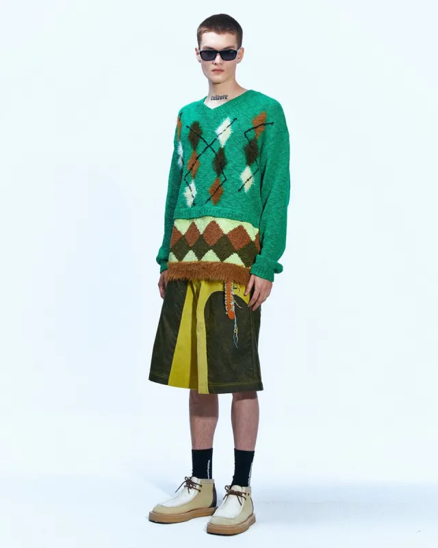 ARGYLE LAYERED V-NECK SWEATER atb856m(GREEN) sold by Andersson Bell