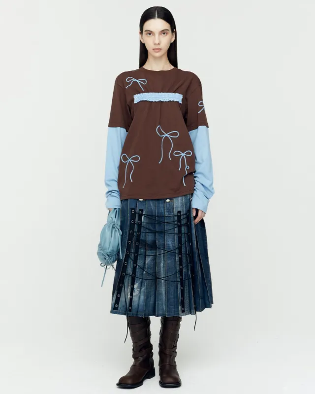 (ESSENTIAL) FRILL T-SHIRTS atb1209w(BROWN) made by Andersson Bell