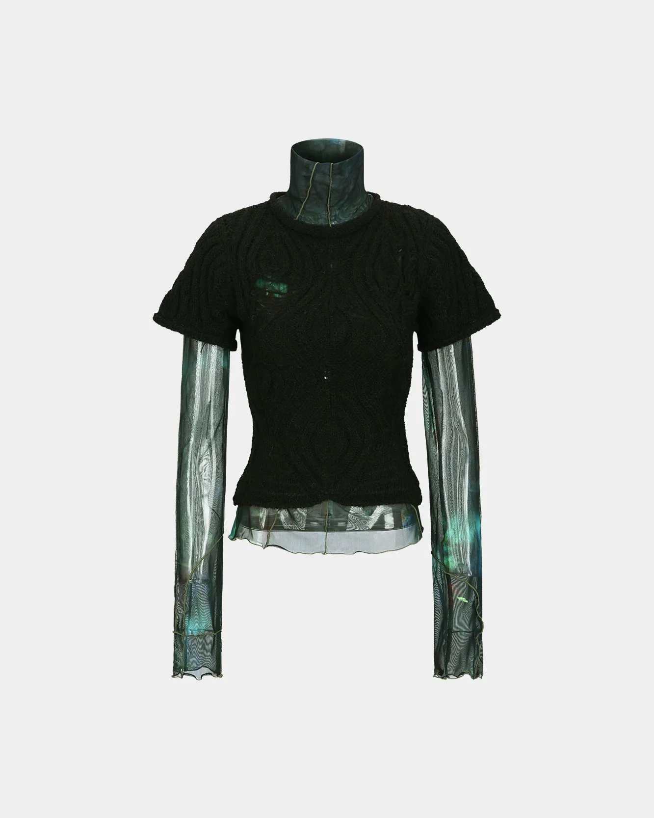 DAMAGED KNIT LAYERED MESH TOP atb1202w(BLACK) sold by Andersson Bell product image thumbnail 4