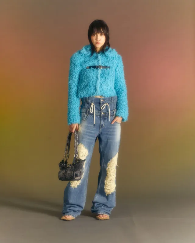 (WOMEN) GOLDIE FAUX FUR CARDIGAN atb981w(BLUE) sold by Andersson Bell