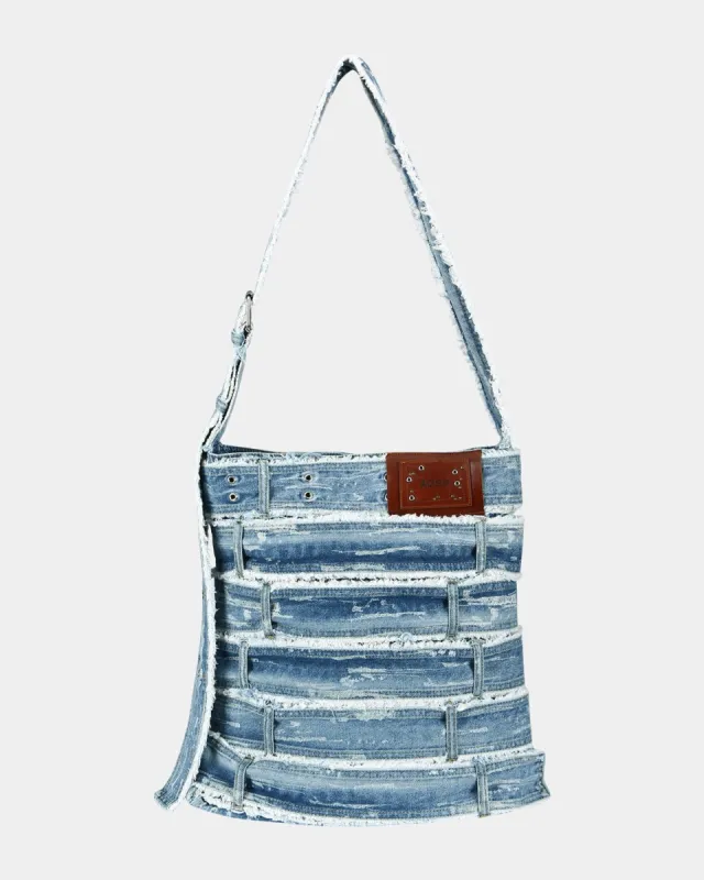 BELT DENIM MESSENGER BIG BAG aaa368u(BLUE) sold by Andersson Bell