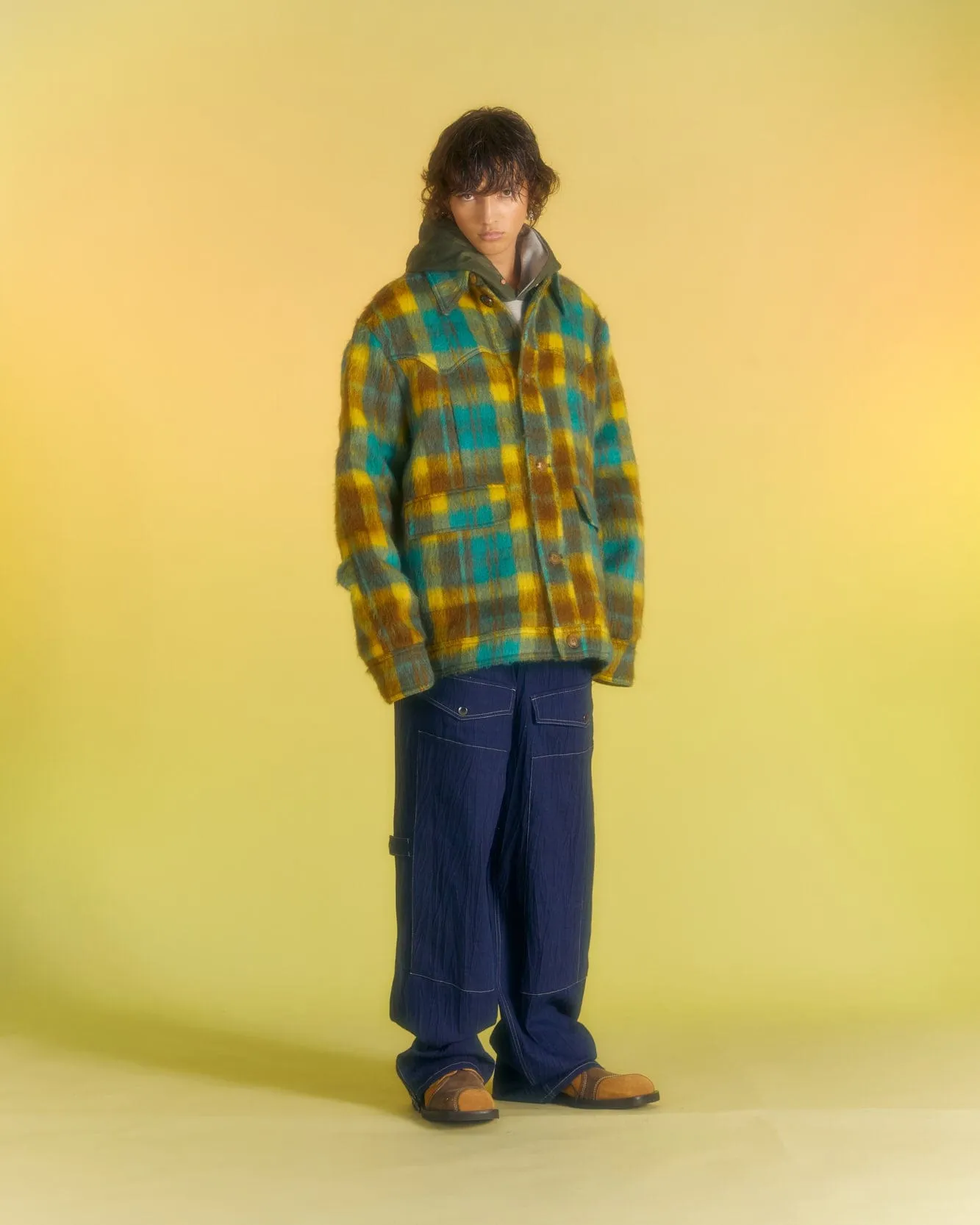 CHAUNY WOOL CHECK JACKET awa568m(YELLOW/BROWN) sold by Andersson Bell