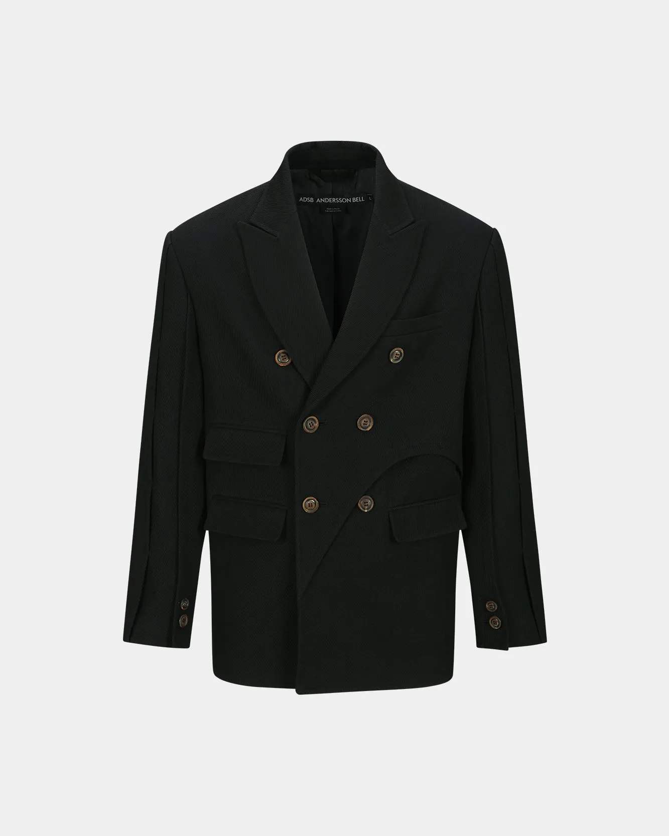 SOE TWILL WOOL WRAP DOUBLE BREASTED JACKET awa629m(BLACK) sold by Andersson Bell product image thumbnail 2