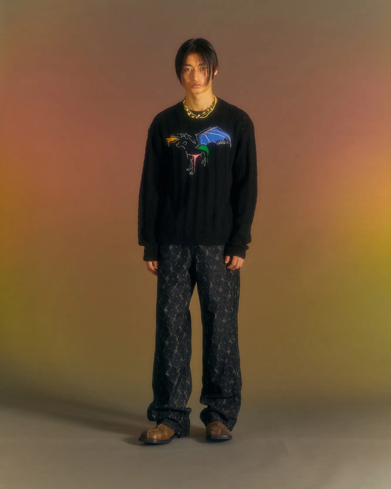 FLOWER LACE TRACK PANTS apa678m(BLACK) sold by Andersson Bell product image thumbnail 5
