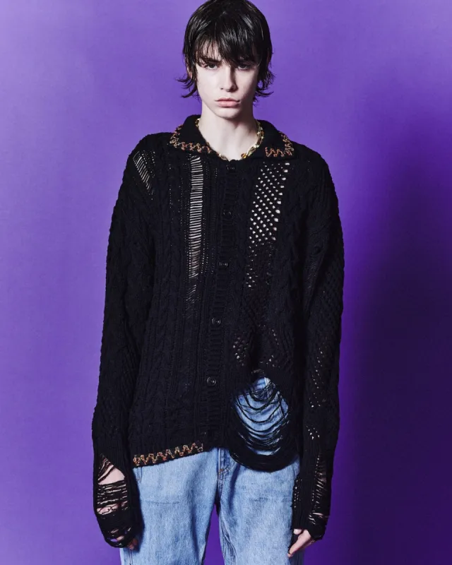 SAUVAGE COTTON CARDIGAN atb1063m(BLACK) sold by Andersson Bell