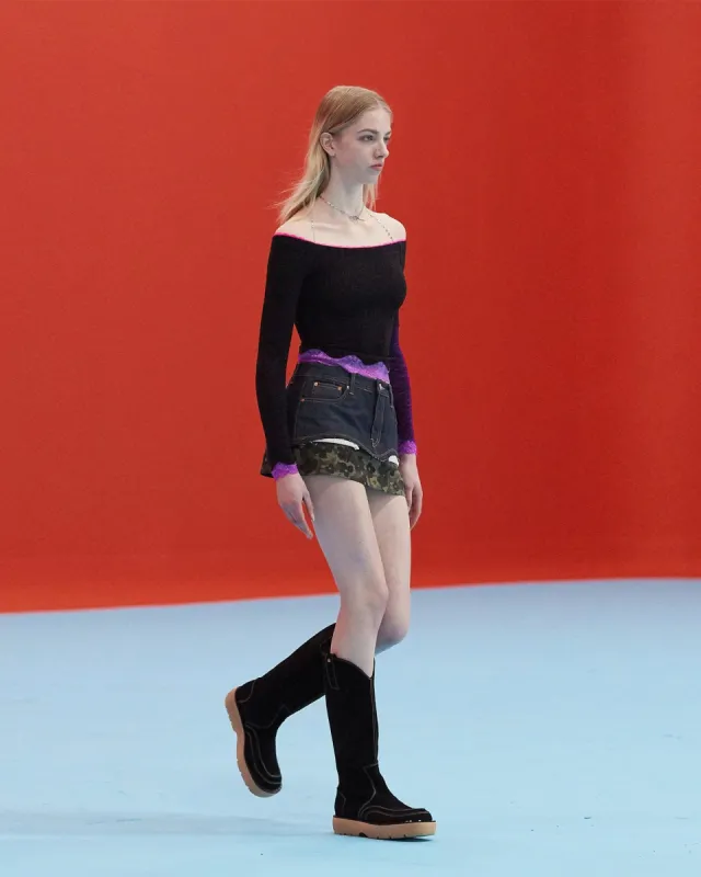 BUTTERFLY AND LOVE CHAIN LACE TOP atb826w(BLACK) made by Andersson Bell