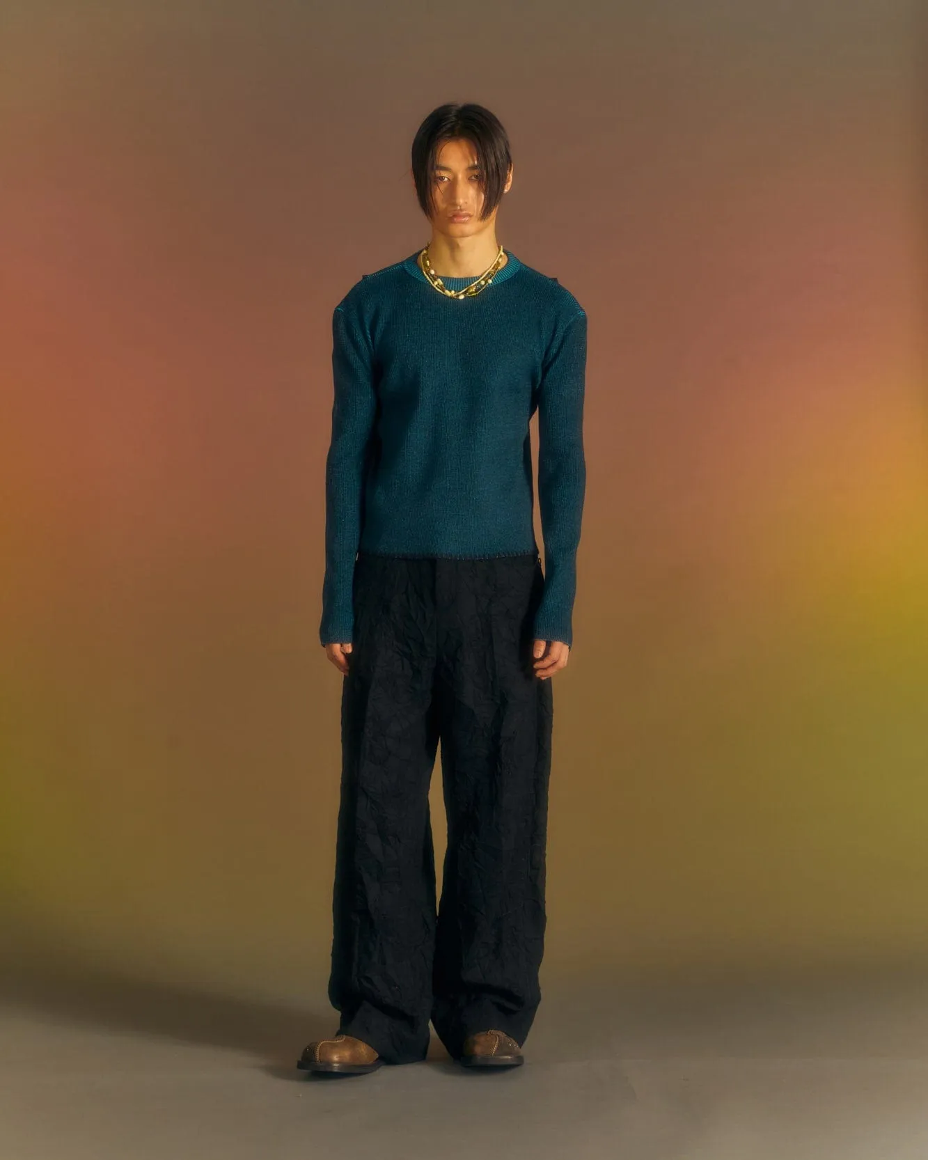 BELFORT WOOL WIDE-LEG TROUSERS apa680m(BLACK) sold by Andersson Bell