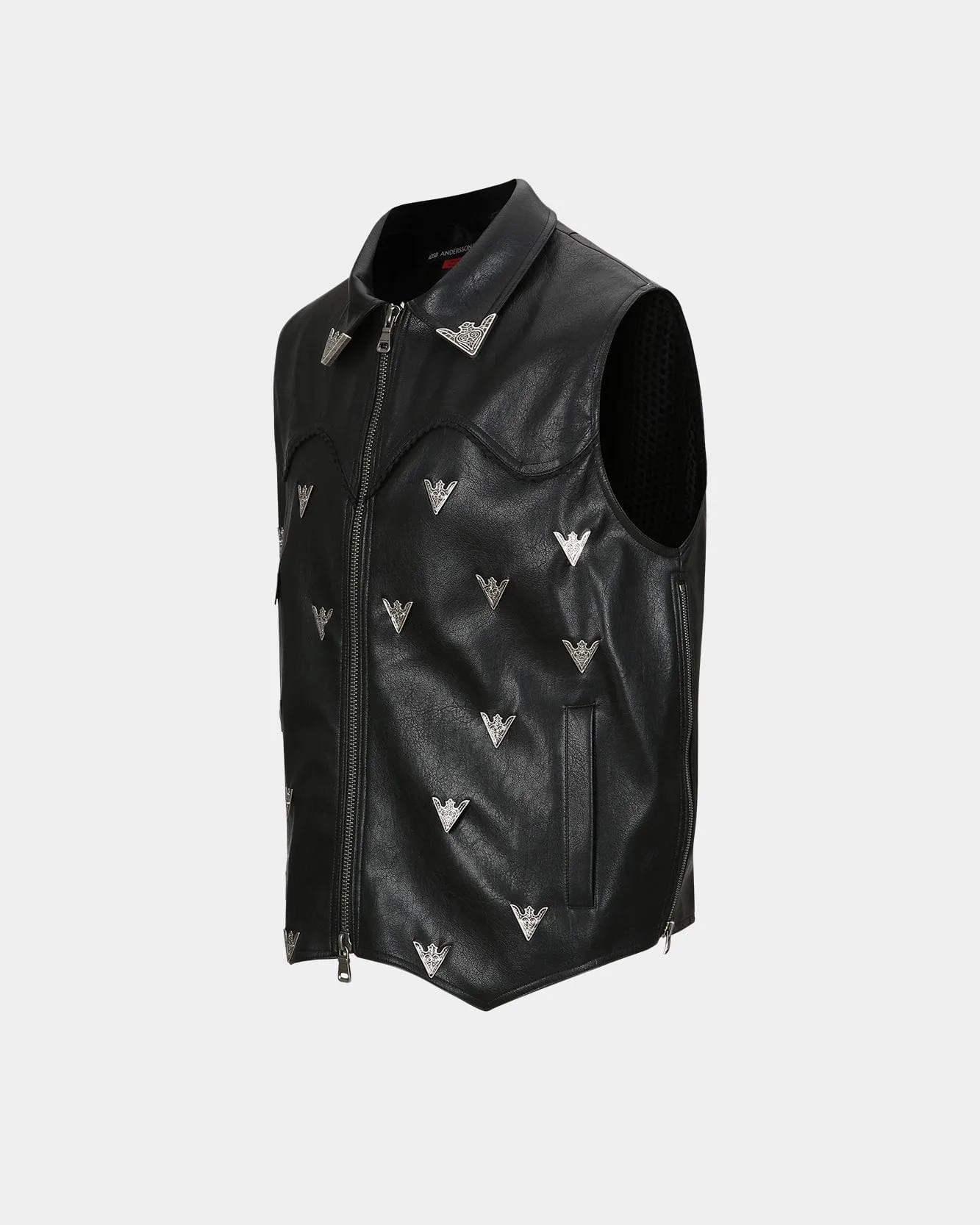 UNISEX METALIC FAUX-LEATHER VEST awa596u(BLACK) sold by Andersson Bell product image thumbnail 3