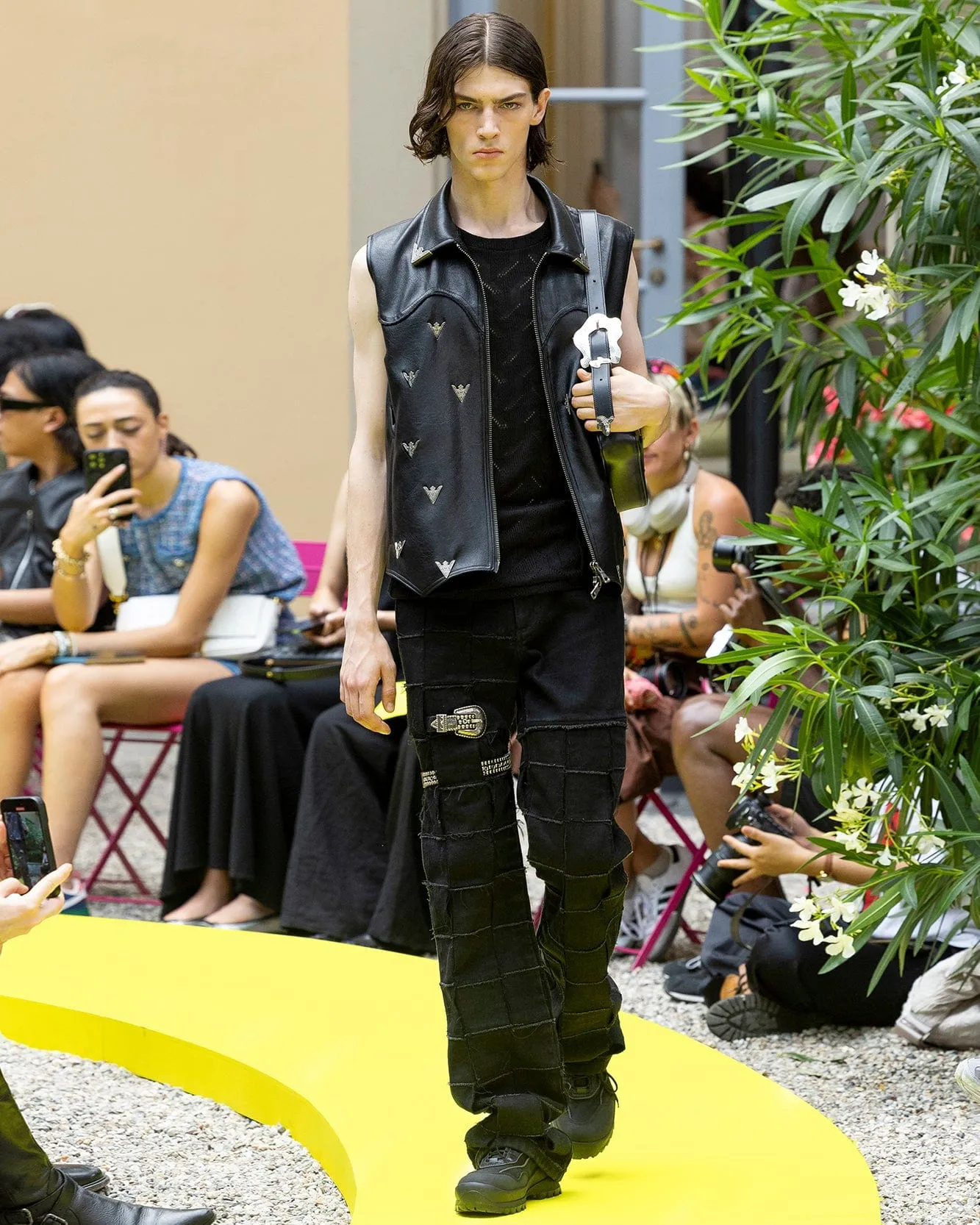 UNISEX METALIC FAUX-LEATHER VEST awa596u(BLACK) sold by Andersson Bell