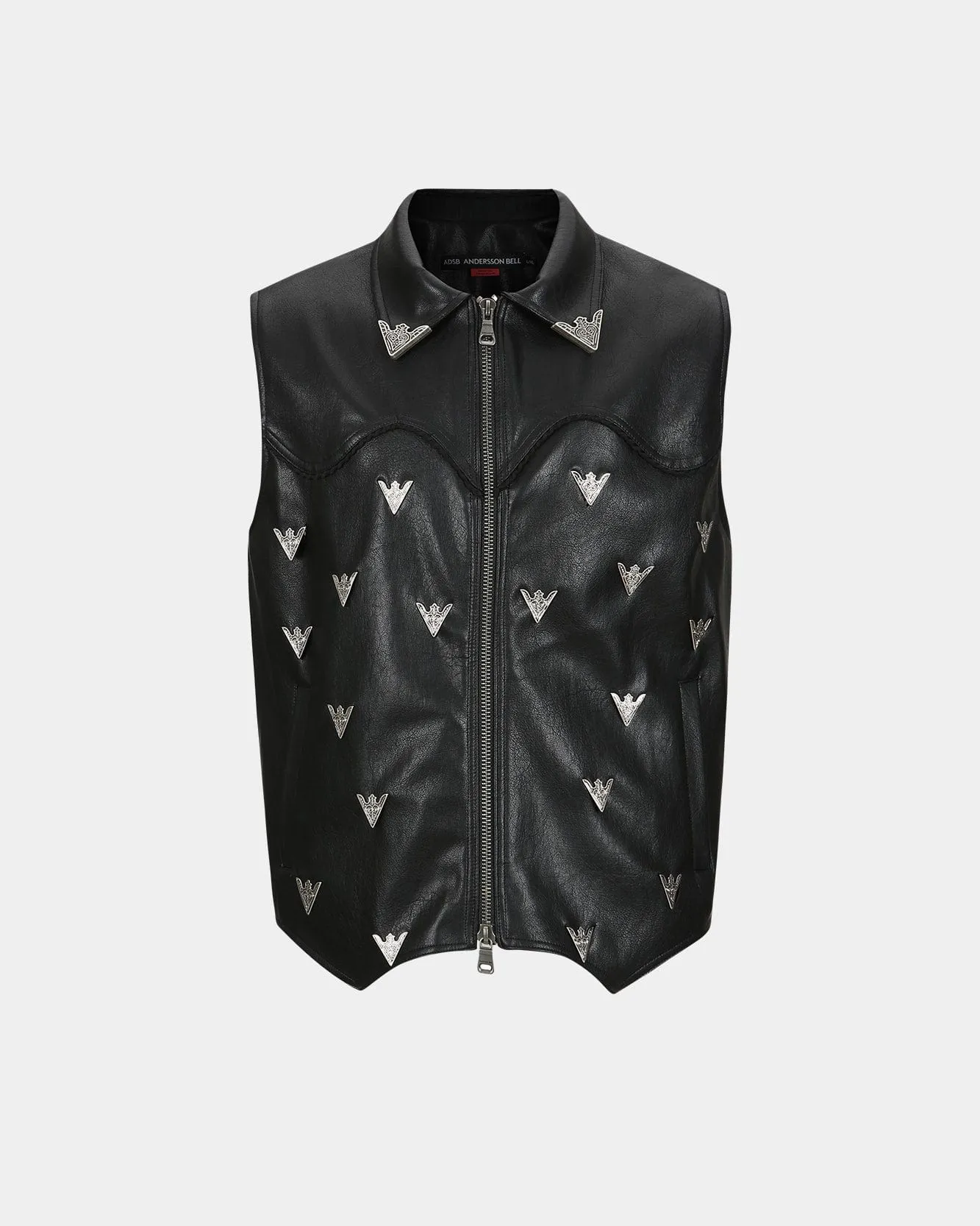 UNISEX METALIC FAUX-LEATHER VEST awa596u(BLACK) sold by Andersson Bell product image thumbnail 2