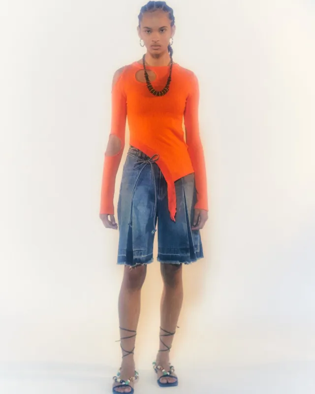 (WOMEN) BONNIE CUT-OUT KNIT TOP atb701w(ORANGE) sold by Andersson Bell