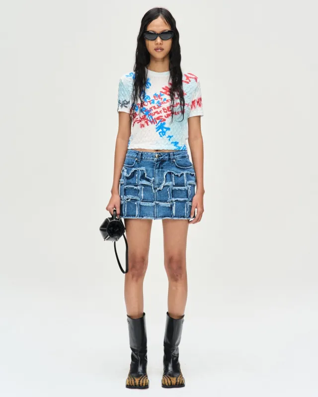 (WOMEN) DENIS WEAVING DENIM MINI SKIRT apa729w(BLUE) sold by Andersson Bell