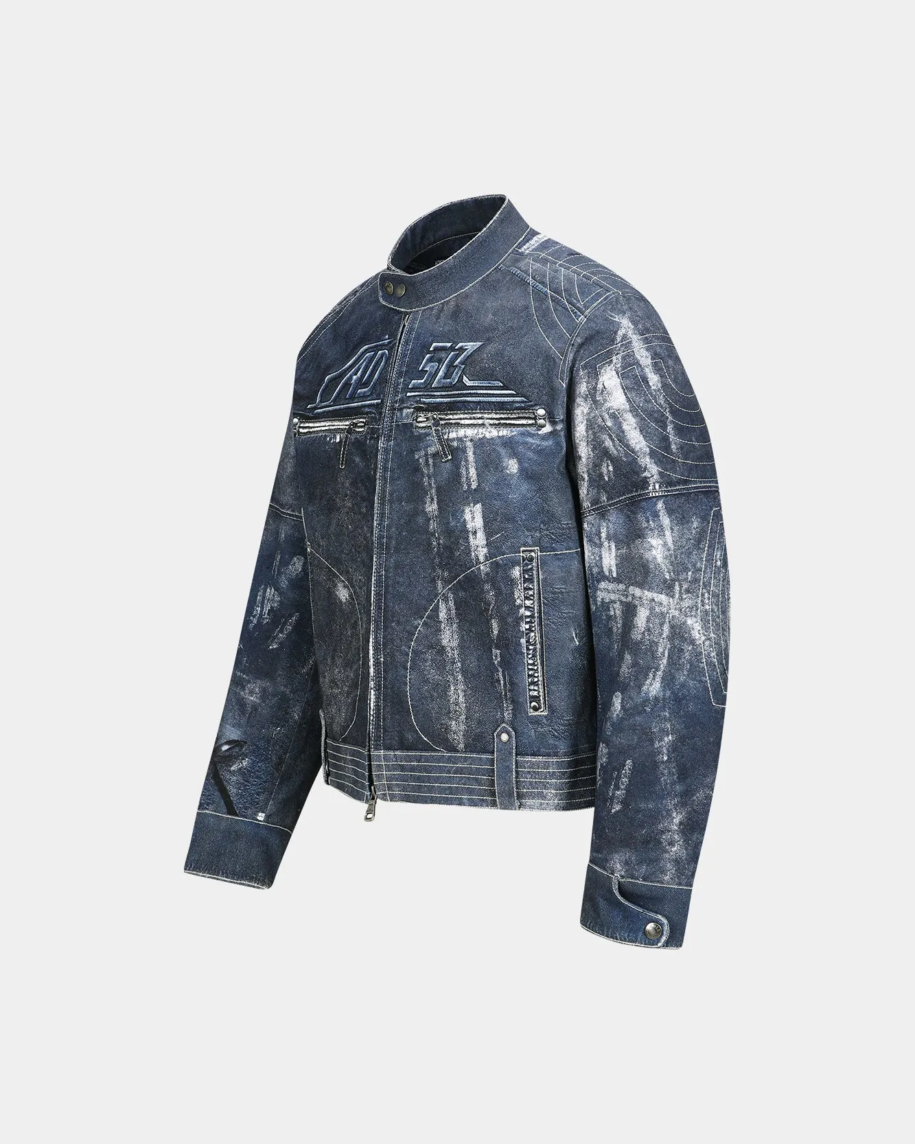 UNISEX ZEN TROMPE L`OEIL RIDER JACKET awa650u(NAVY) sold by Andersson Bell product image thumbnail 3