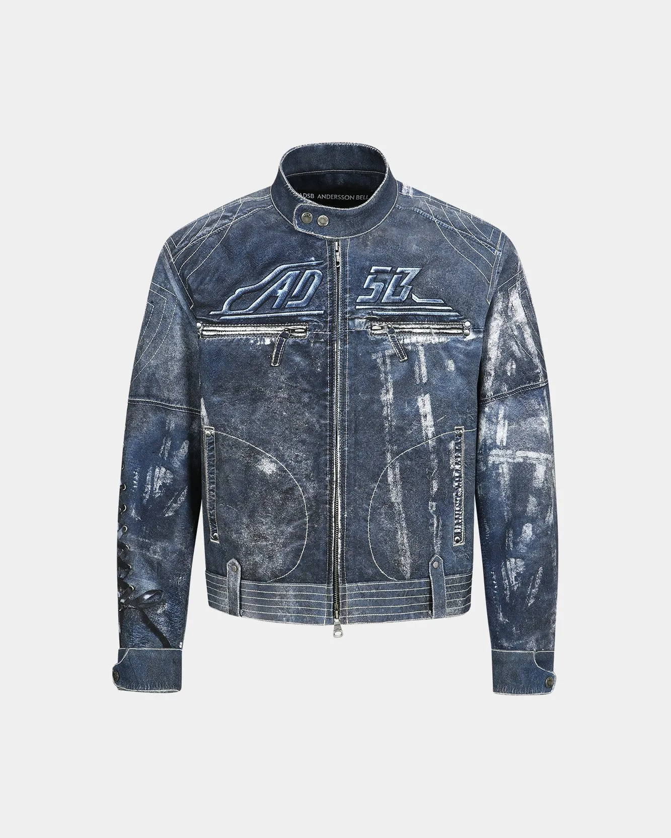 UNISEX ZEN TROMPE L`OEIL RIDER JACKET awa650u(NAVY) sold by Andersson Bell product image thumbnail 2
