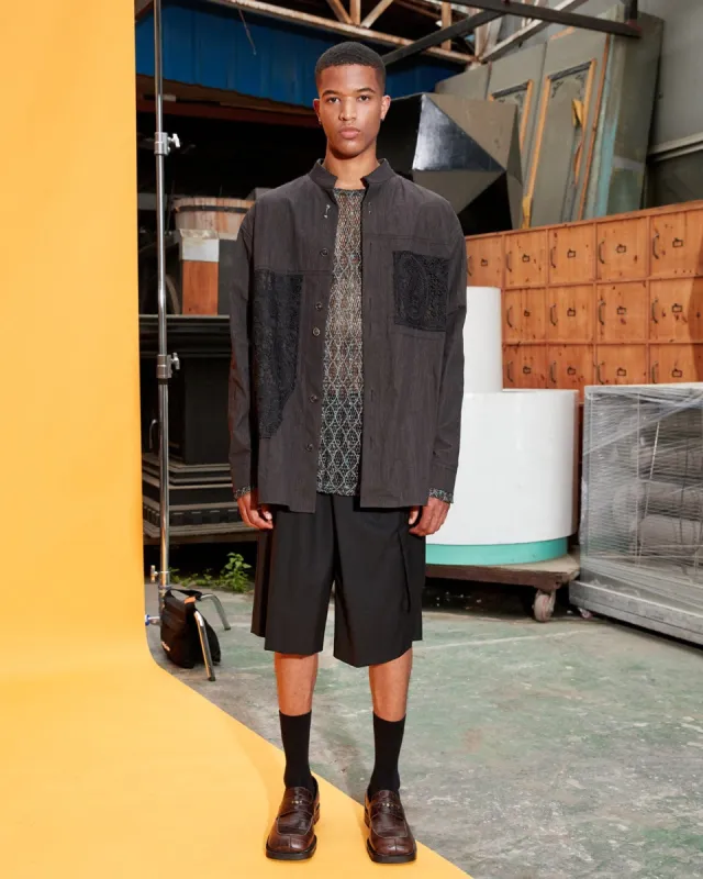 ELLIDO STAND COLLAR SHIRT atb679m(ANTHRACITE) sold by Andersson Bell