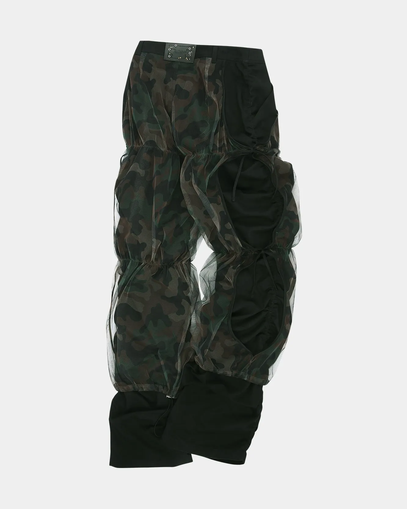 CAMOUFLAGE MESH LAYERED TYING PANTS apa767w(BLACK) sold by Andersson Bell product image thumbnail 3
