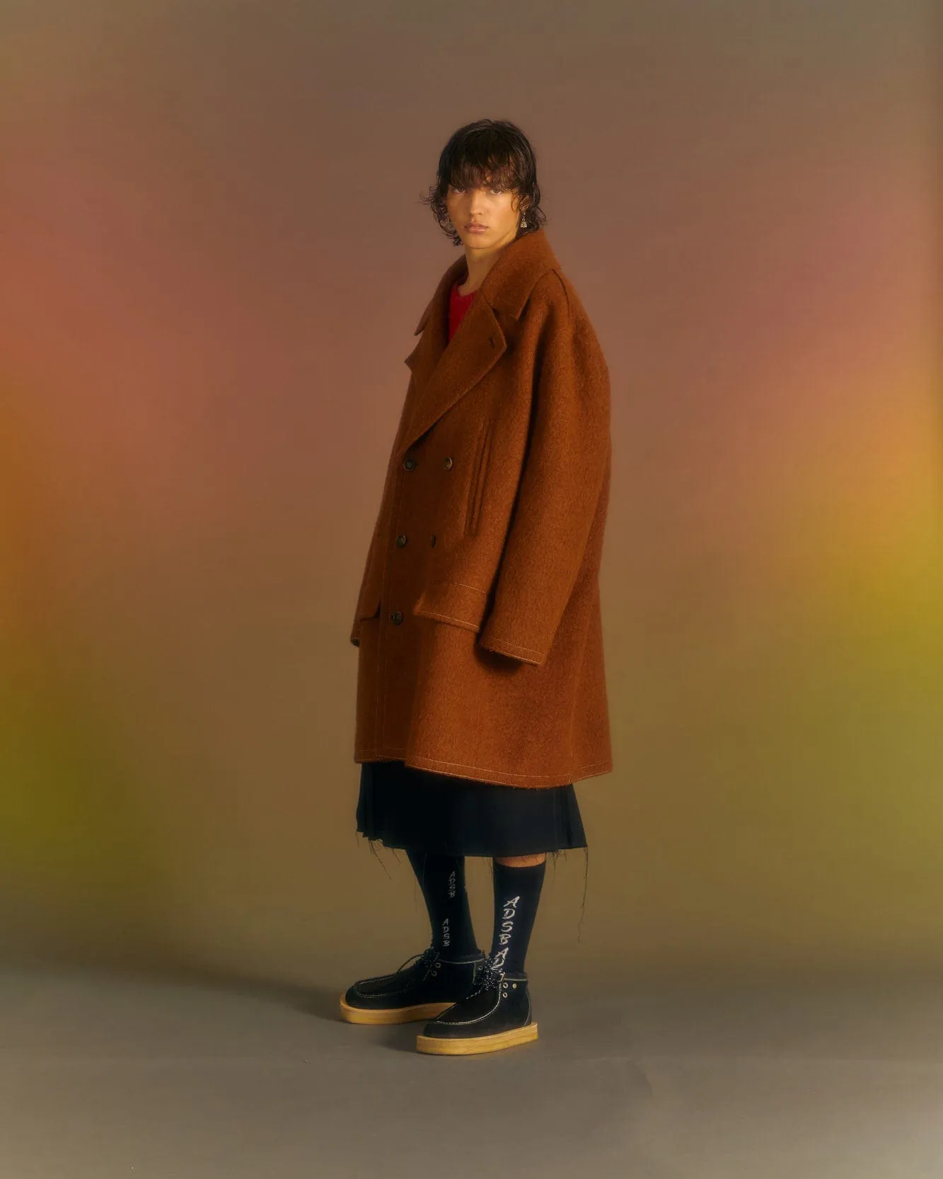 UNISEX LEON PEA COAT awa558u(BROWN) sold by Andersson Bell product image thumbnail 5