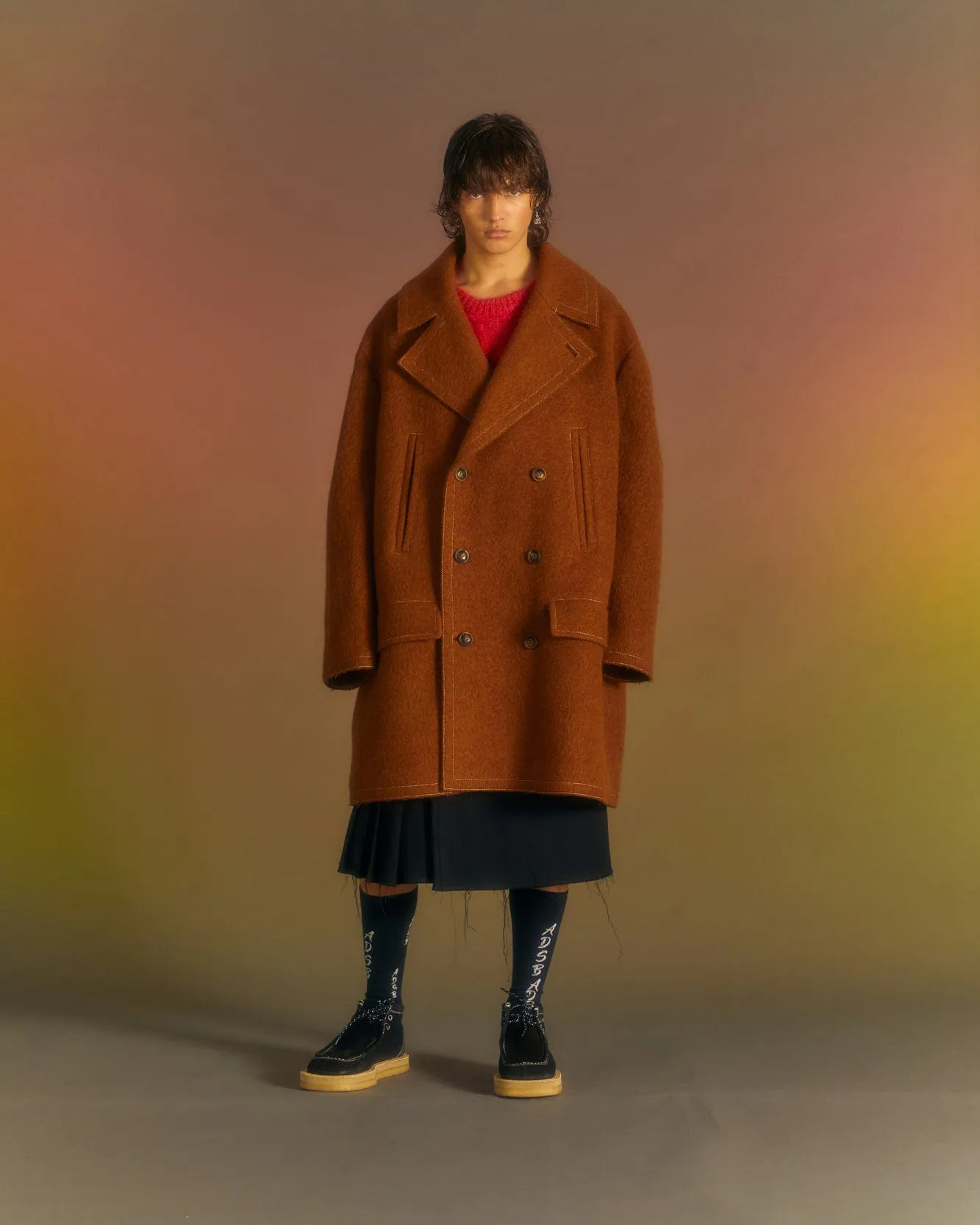 UNISEX LEON PEA COAT awa558u(BROWN) sold by Andersson Bell