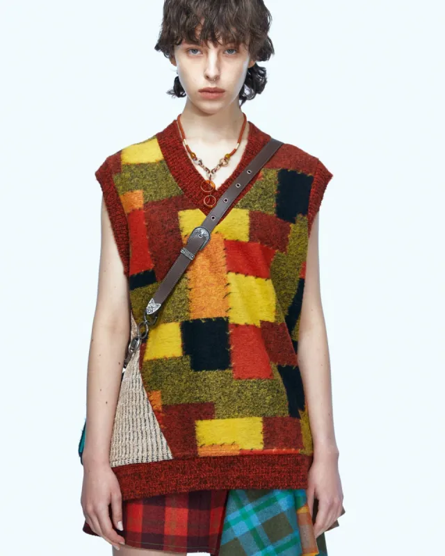 (WOMEN) PATCH-EFFECT HAND STITCH VEST atb770w(BRICK) sold by Andersson Bell