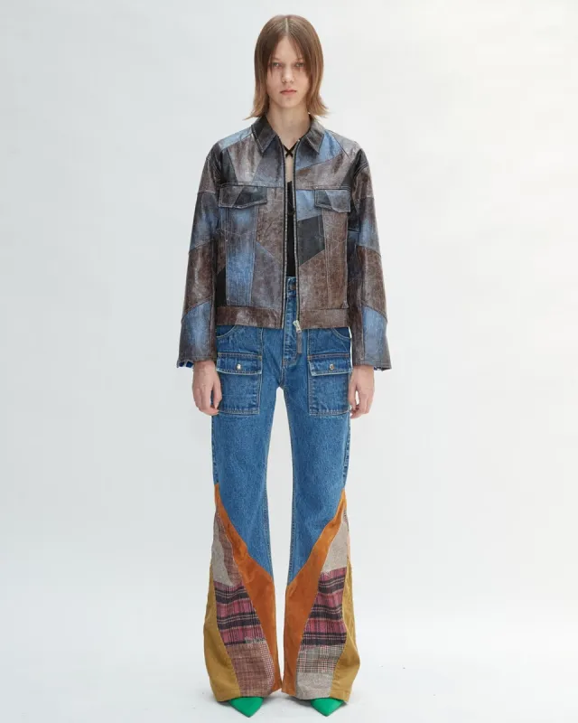 (WOMEN) OLIVIA PATCHWORK BOOTS CUT JEANS apa502w(MULTI) sold by Andersson Bell