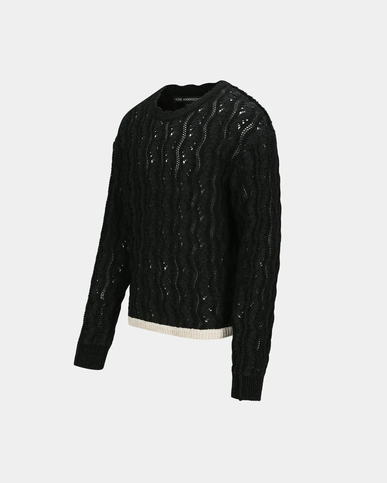 TWO TONE WAVE CREW-NECK SWEATER atb1160m(BLACK) sold by Andersson Bell product image thumbnail 3