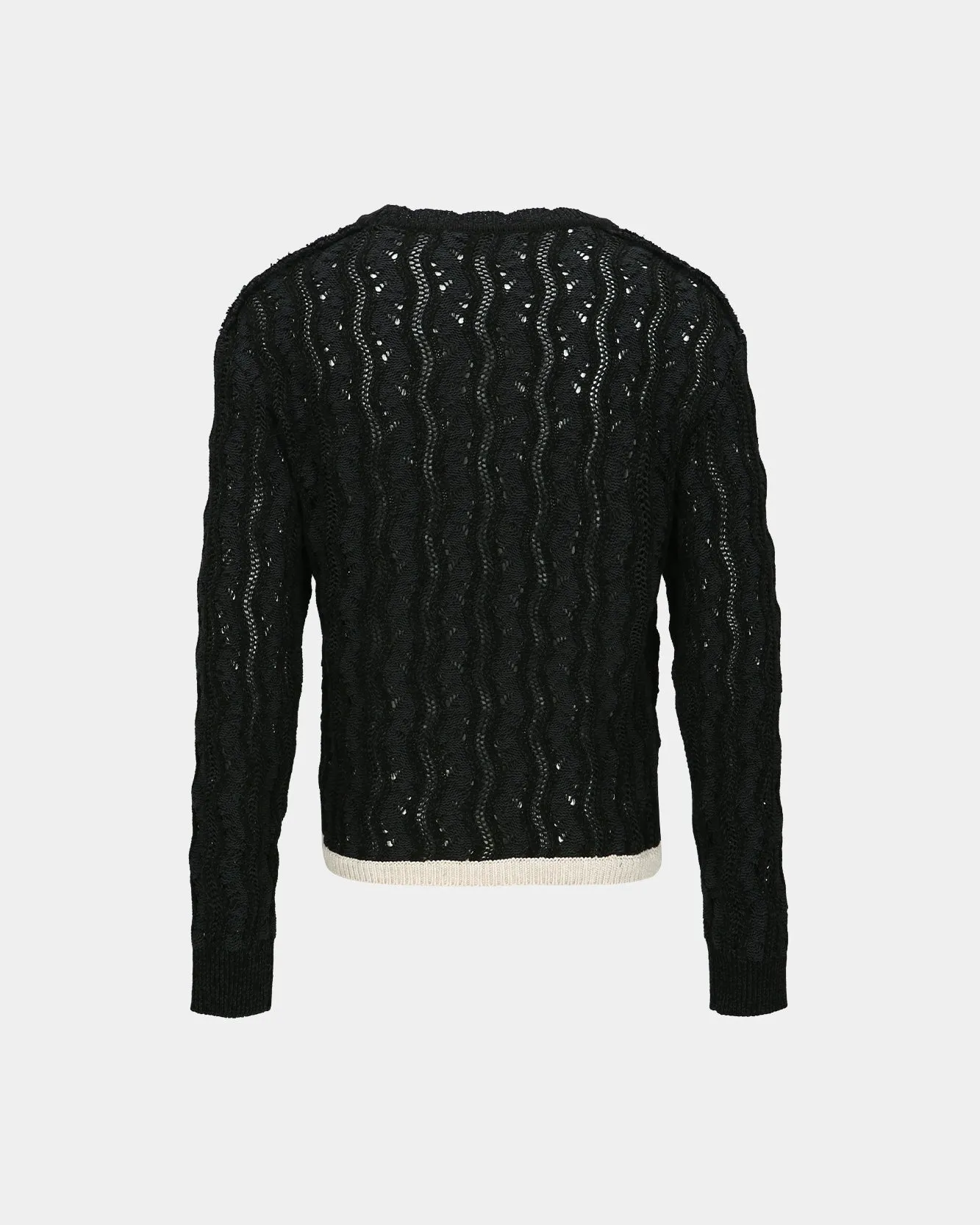 TWO TONE WAVE CREW-NECK SWEATER atb1160m(BLACK) sold by Andersson Bell product image thumbnail 4