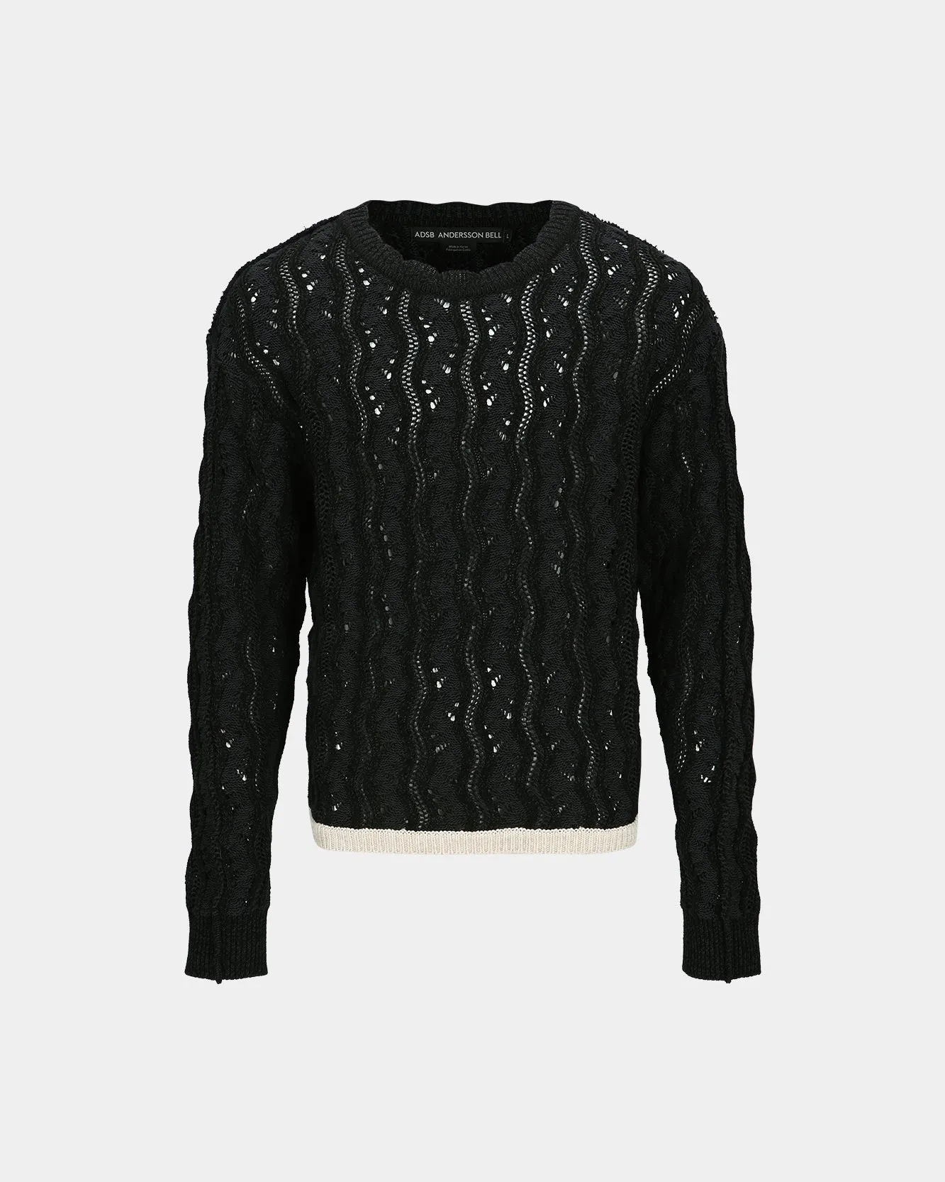 TWO TONE WAVE CREW-NECK SWEATER atb1160m(BLACK) sold by Andersson Bell product image thumbnail 2