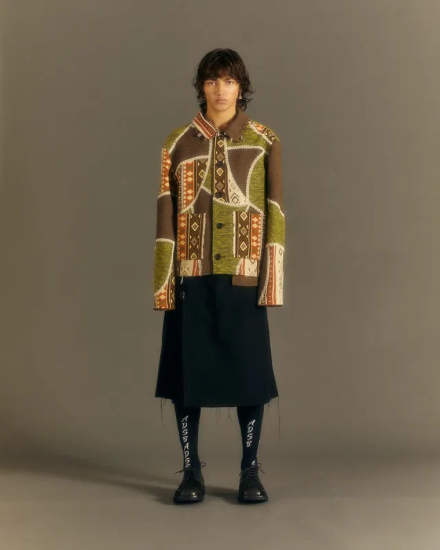 UNISEX JACQUARD PATCHWORK JACKET awa557u(BEIGE) sold by Andersson Bell