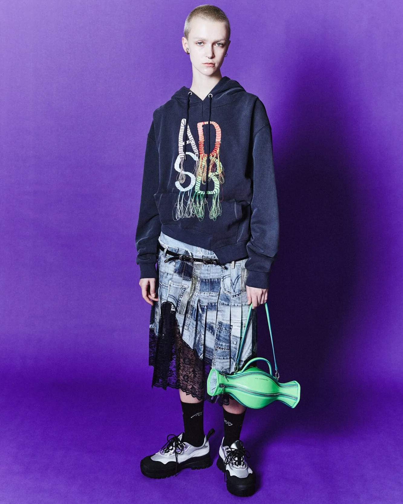 (ESSENTIAL) UNISEX REWORK ADSB CATERPILLAR HOODIE atb1103u(NAVY) sold by Andersson Bell