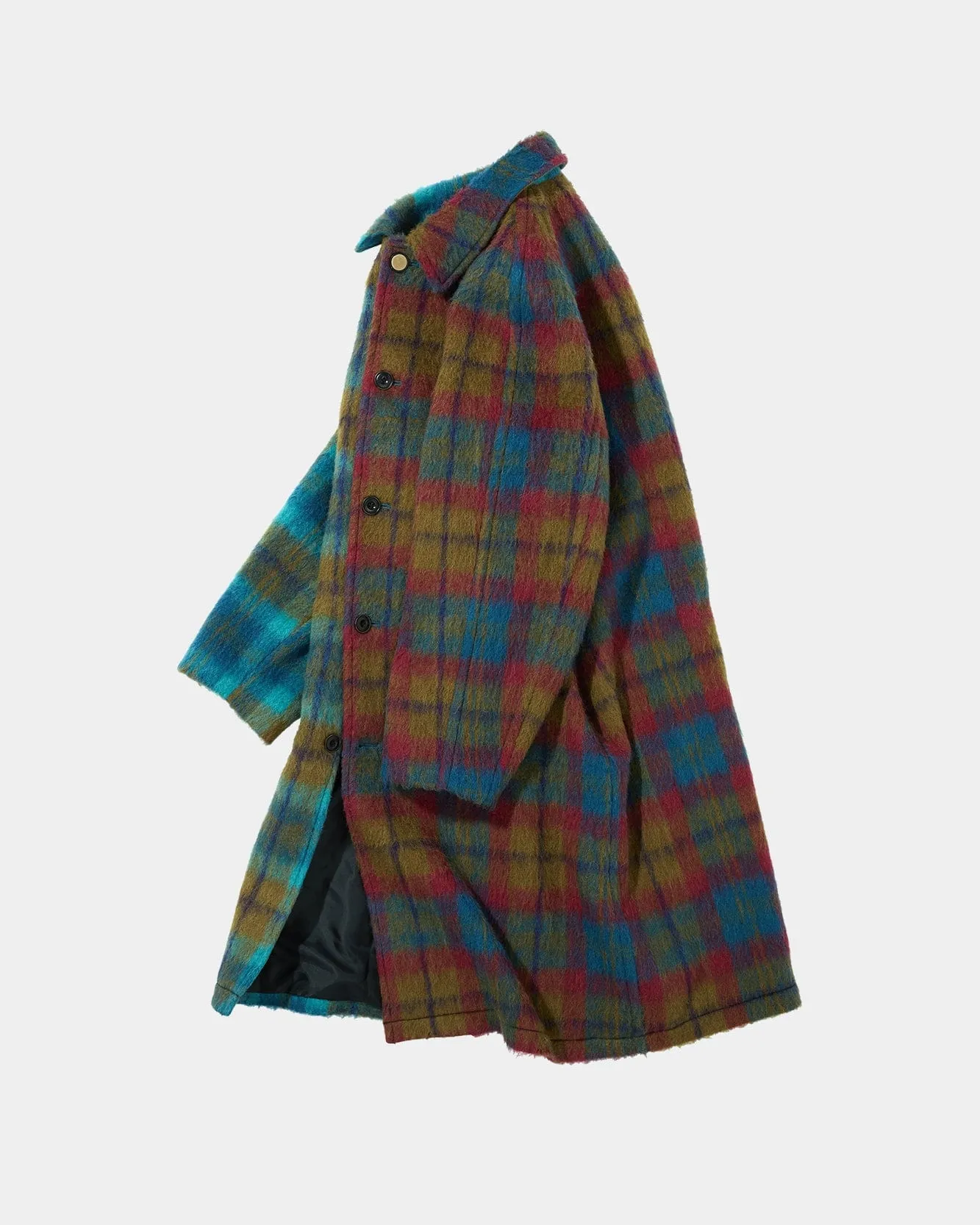 UNISEX HARRY CHECK BALMACAAN SHAGGY WOOL COAT awa468u(PALE JADE/MAGENTA) sold by Andersson Bell product image thumbnail 3