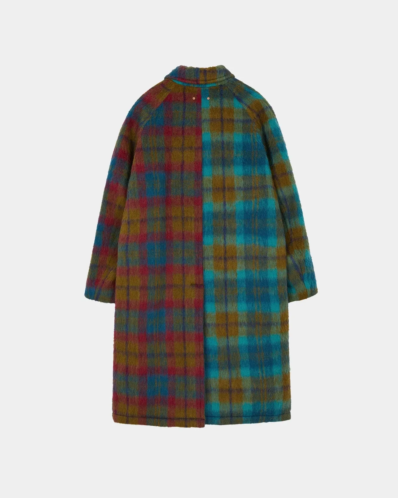 UNISEX HARRY CHECK BALMACAAN SHAGGY WOOL COAT awa468u(PALE JADE/MAGENTA) sold by Andersson Bell product image thumbnail 4