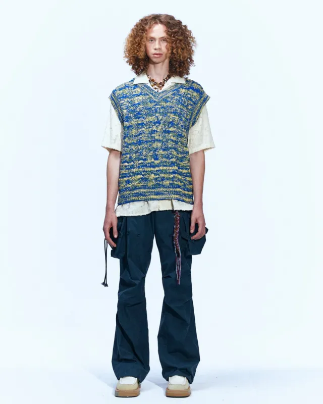 OTRETO CABLE VEST (ITALIAN YARN) atb867m(BLUE) sold by Andersson Bell